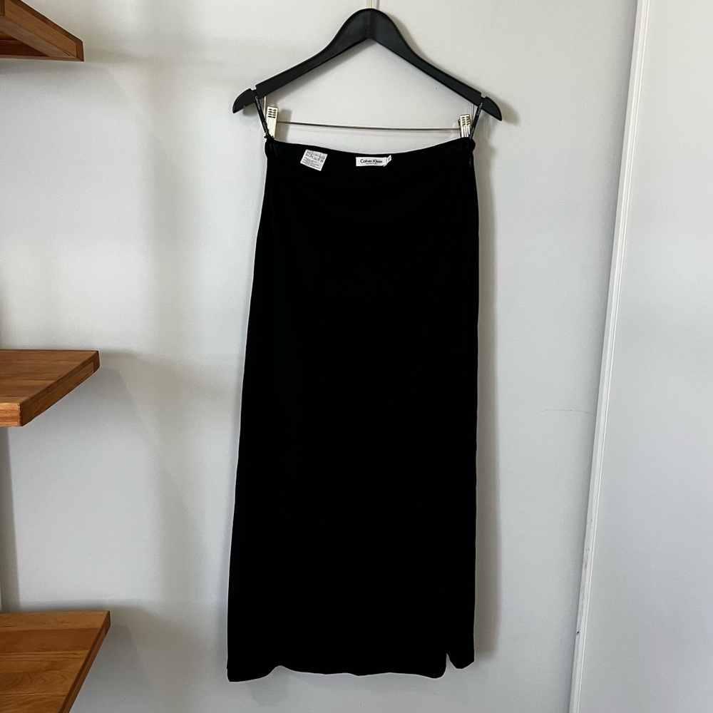 Vintage Calvin Klein Collection 90s Vintage Jersey Long Skirt Black Women’s L